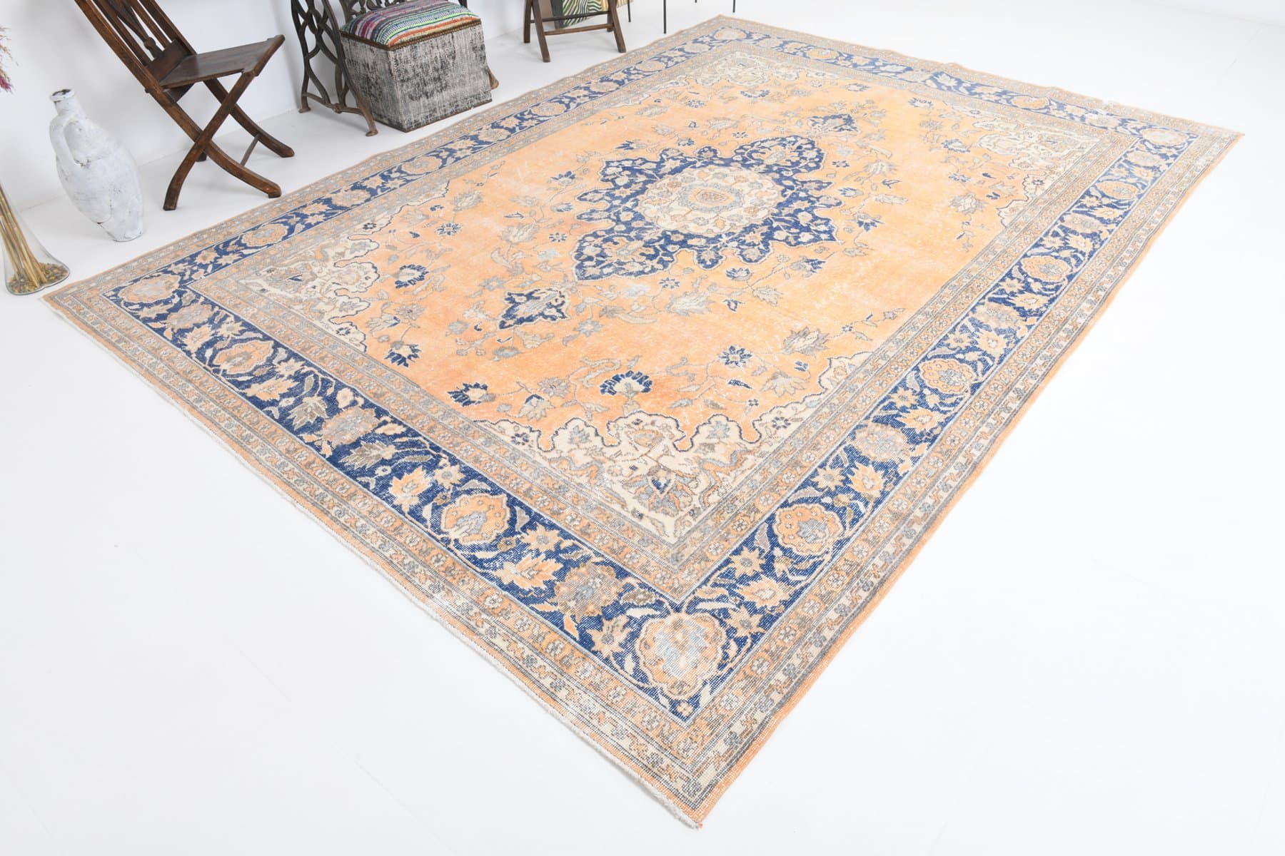 Dywan 356x258 cm, beżowy, wełna, lata 70. - 214250