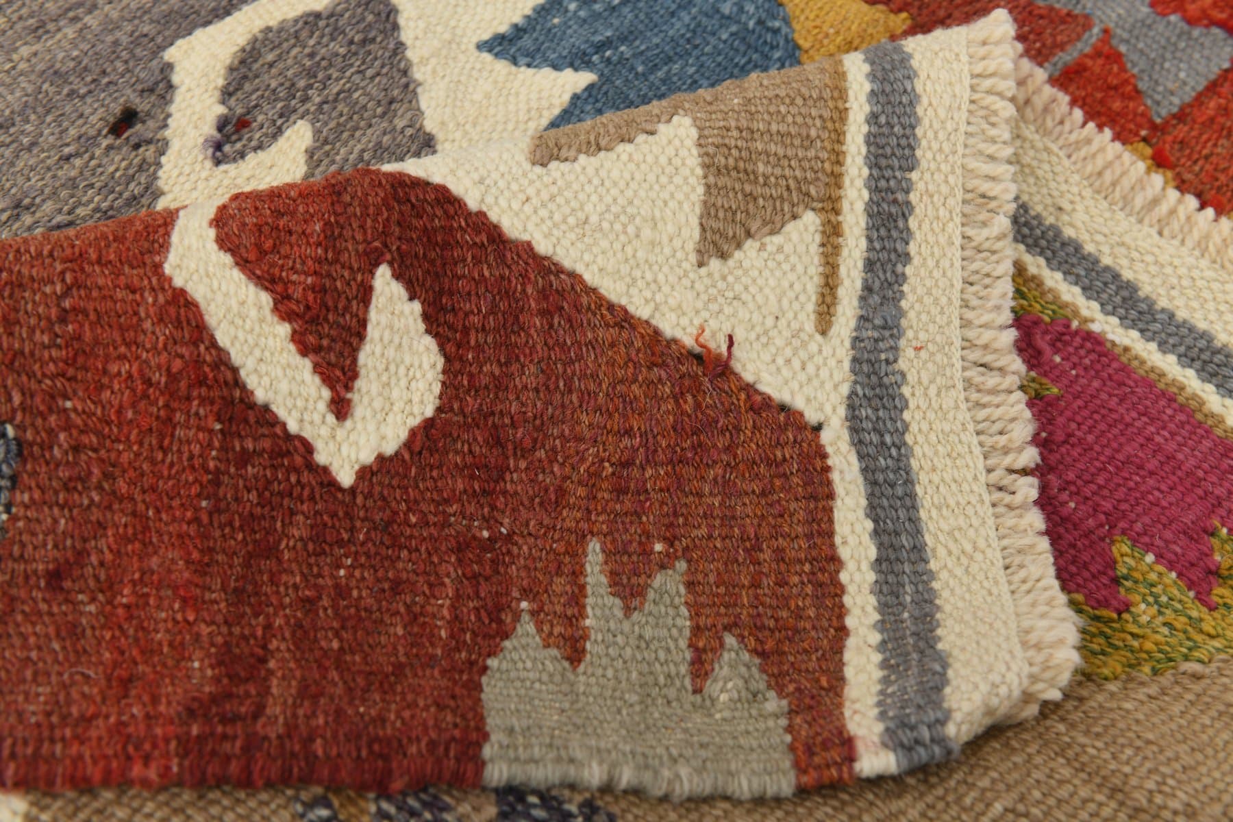 Kilim 383x273 cm, żółty, czerwony, wełna, Turcja, lata 60. - 214197