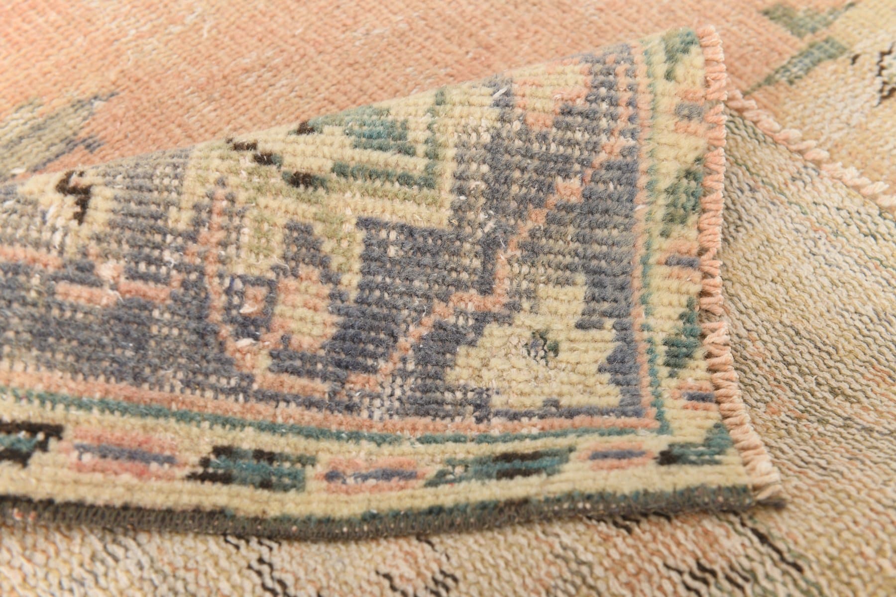 Dywan 185x261 cm, beżowy, niebieski, wełna, lata 70. - 214186