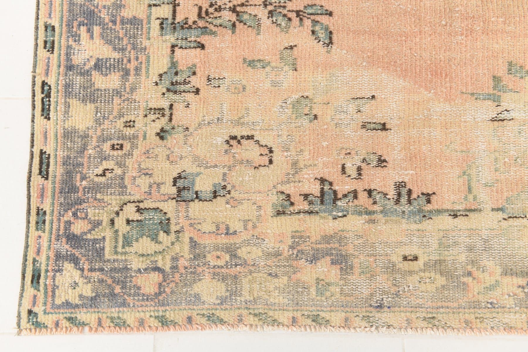 Dywan 185x261 cm, beżowy, niebieski, wełna, lata 70. - 214184