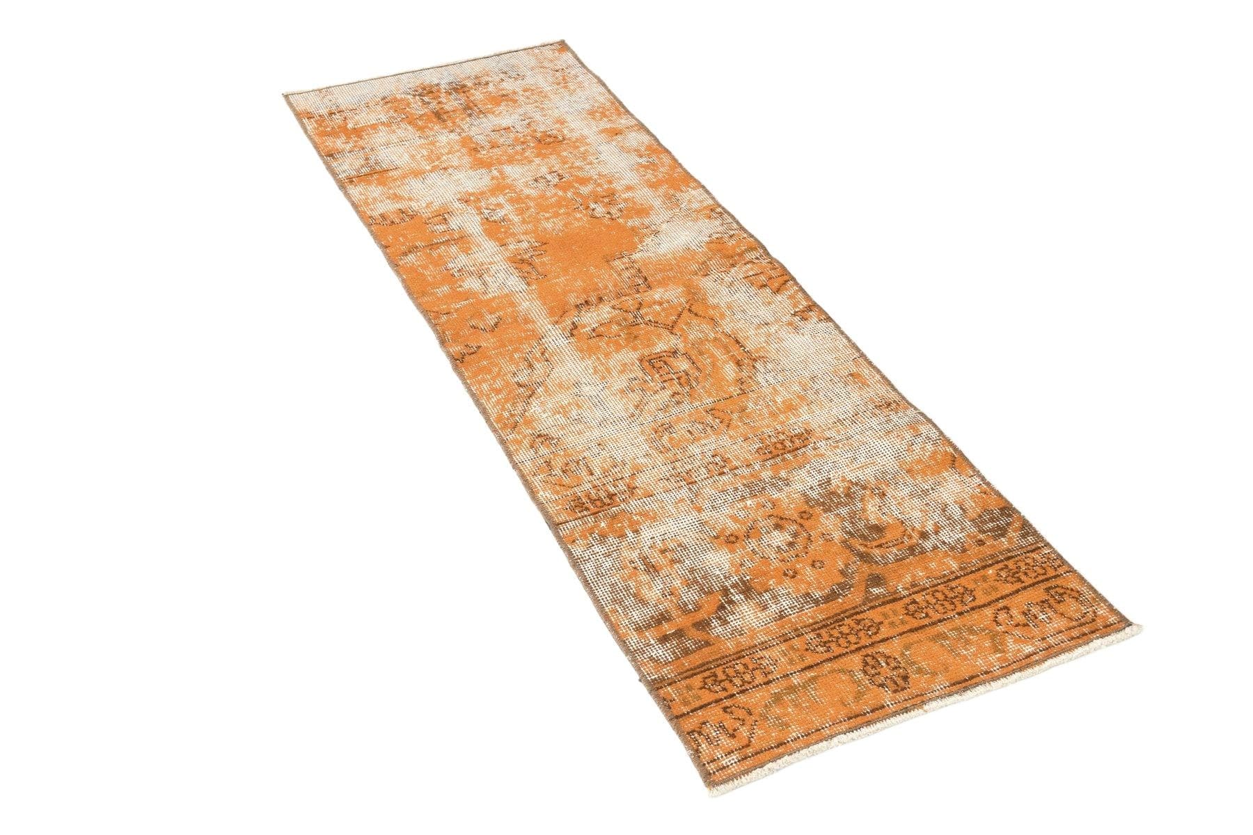 Dywan 165x53 cm, pomarańczowy, wełna, lata 60.