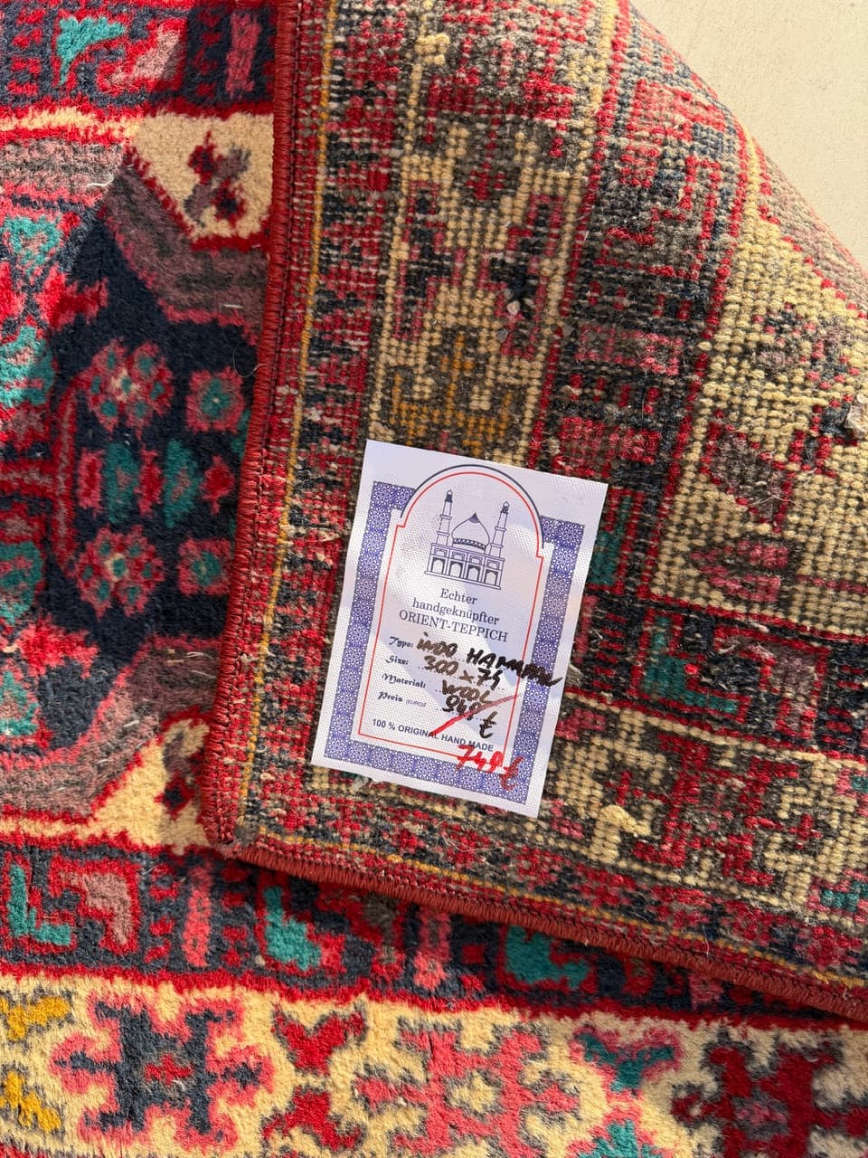 Chodnik Hamadan, multikolor, wełna, Indie, lata 90. - 214508