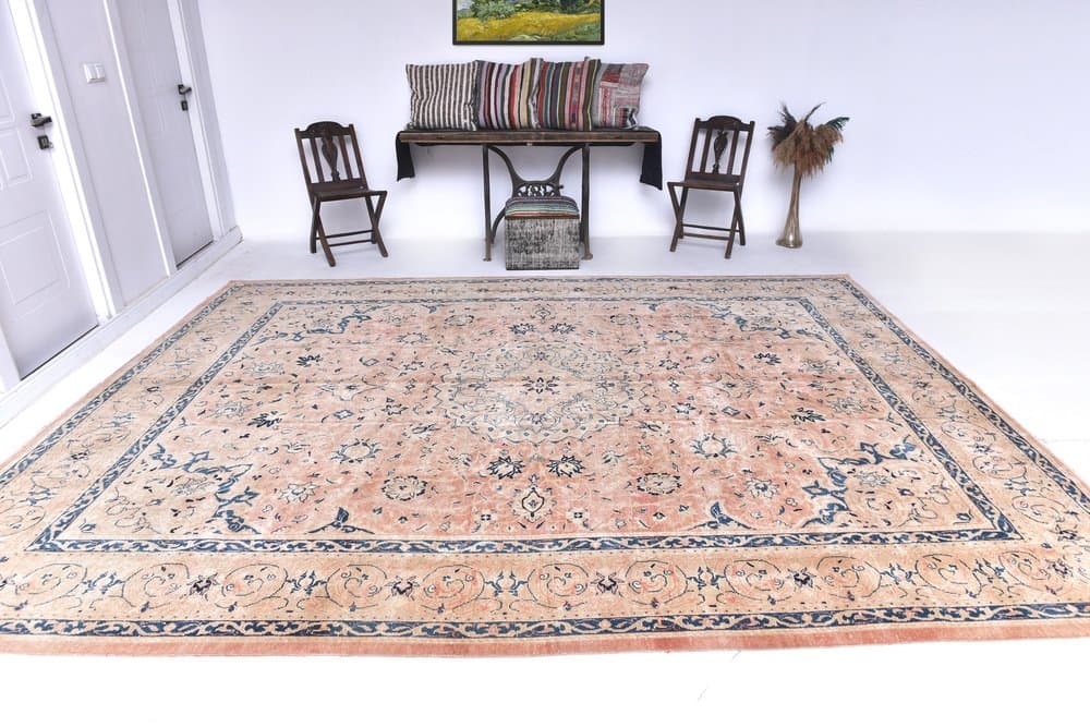 Dywan 382x297 cm, beżowy, wełna, Turcja, lata 50. - 214840