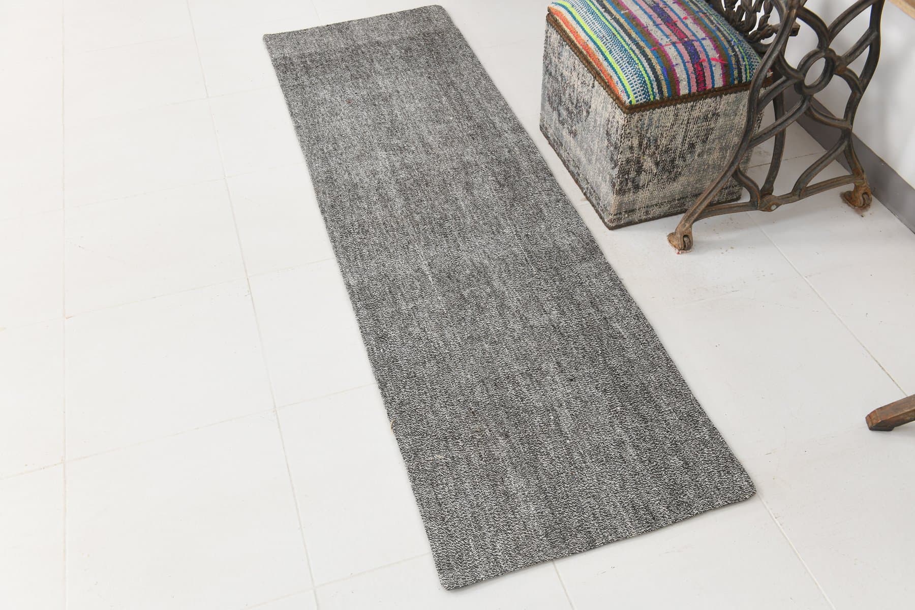 Chodnik 200x60 cm, szary, wełna, lata 70. - 214587