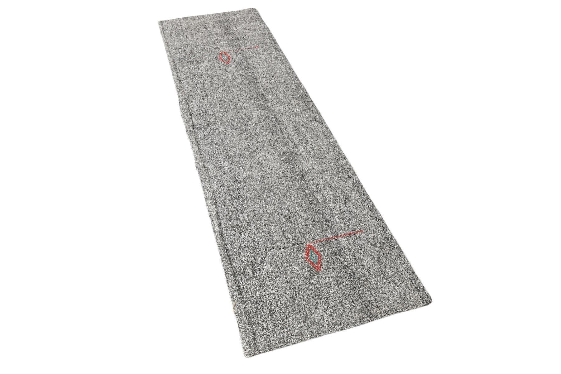 Chodnik 234x65 cm, szary, wełna, lata 70.