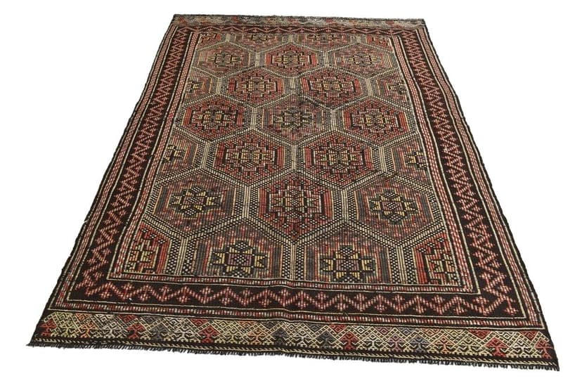 Kilim 237x159 cm, brązowy, wełna, lata 70.