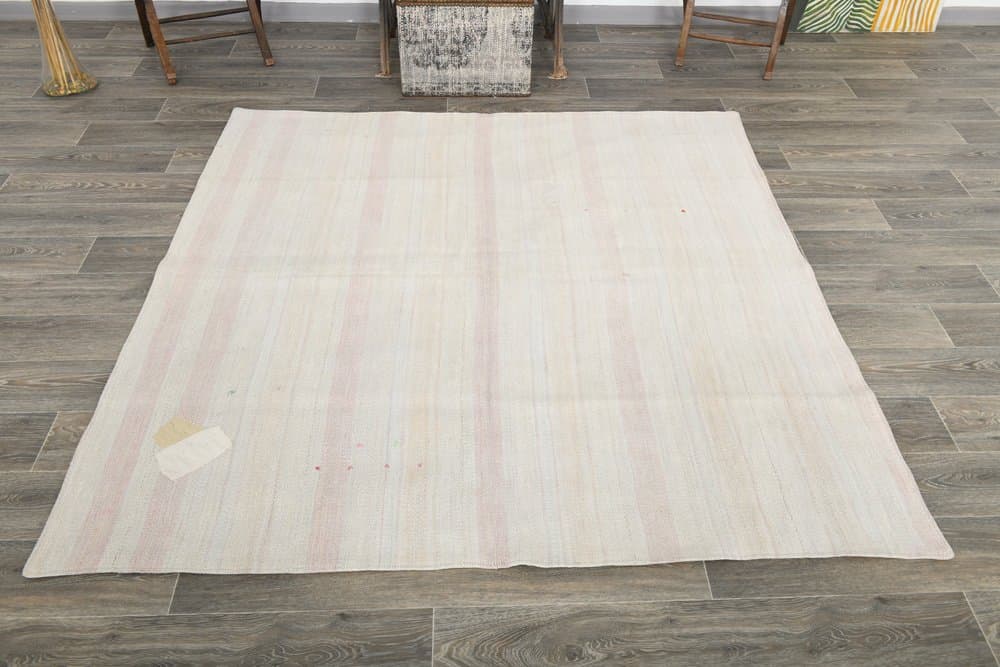 Kilim 178x183 cm, beżowy, konopie, lata 70. - 214542