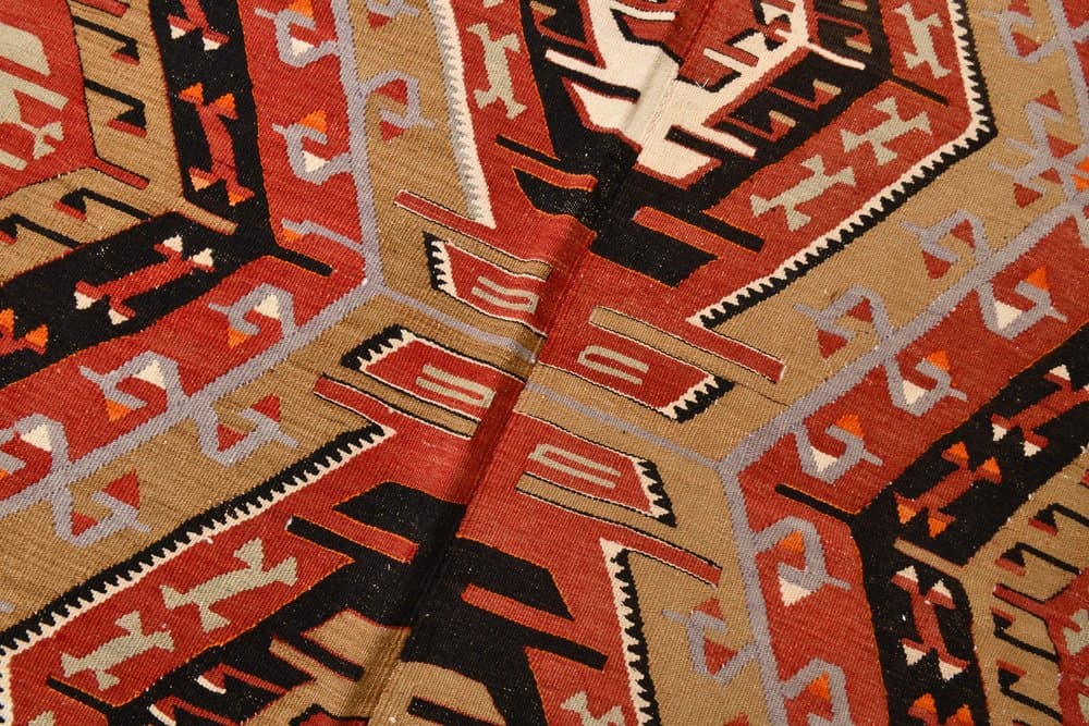 Kilim 166x334 cm, czerwony, beżowy, wełna, lata 70. - 214533