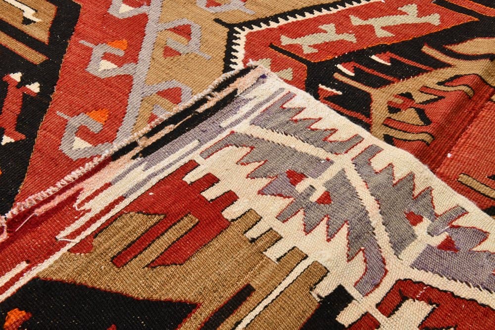 Kilim 166x334 cm, czerwony, beżowy, wełna, lata 70. - 214535