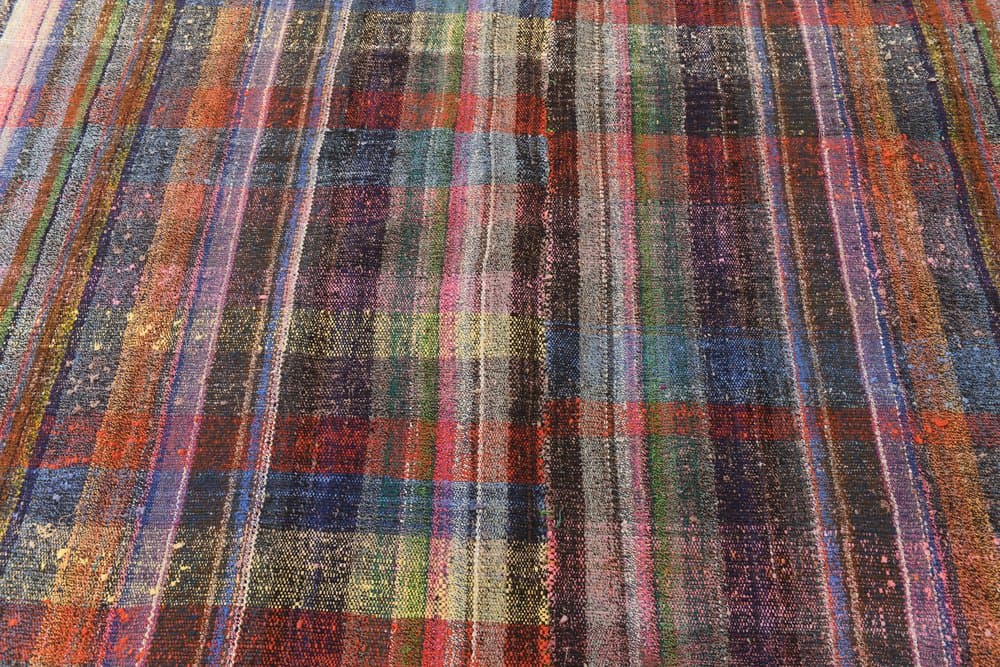 Kilim 222x309 cm, czerwony, niebieski, wełna, lata 60. - 214889