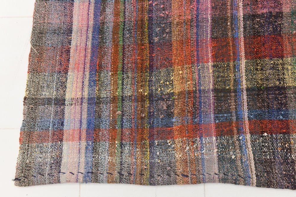 Kilim 222x309 cm, czerwony, niebieski, wełna, lata 60. - 214890