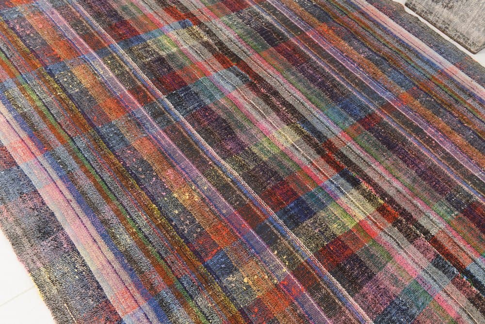 Kilim 222x309 cm, czerwony, niebieski, wełna, lata 60. - 214886