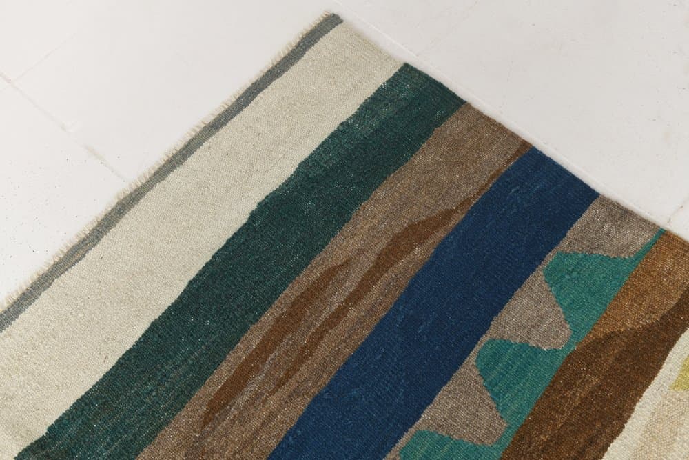 Kilim 362x280 cm, beżowy, zielony, wełna, Turcja, lata 70. - 214956