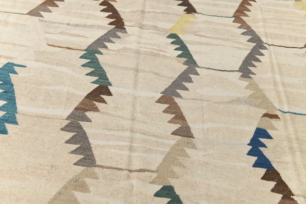 Kilim 362x280 cm, beżowy, zielony, wełna, Turcja, lata 70. - 214952