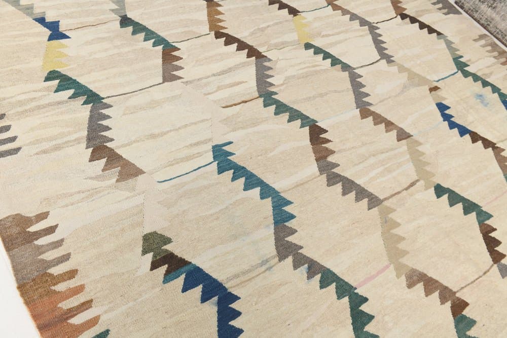 Kilim 362x280 cm, beżowy, zielony, wełna, Turcja, lata 70. - 214951