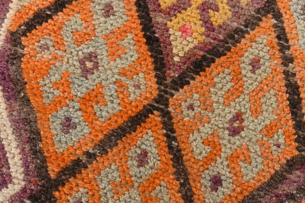 Chodnik 81x388 cm, brązowy, beżowy, wełna, lata 70. - 214927