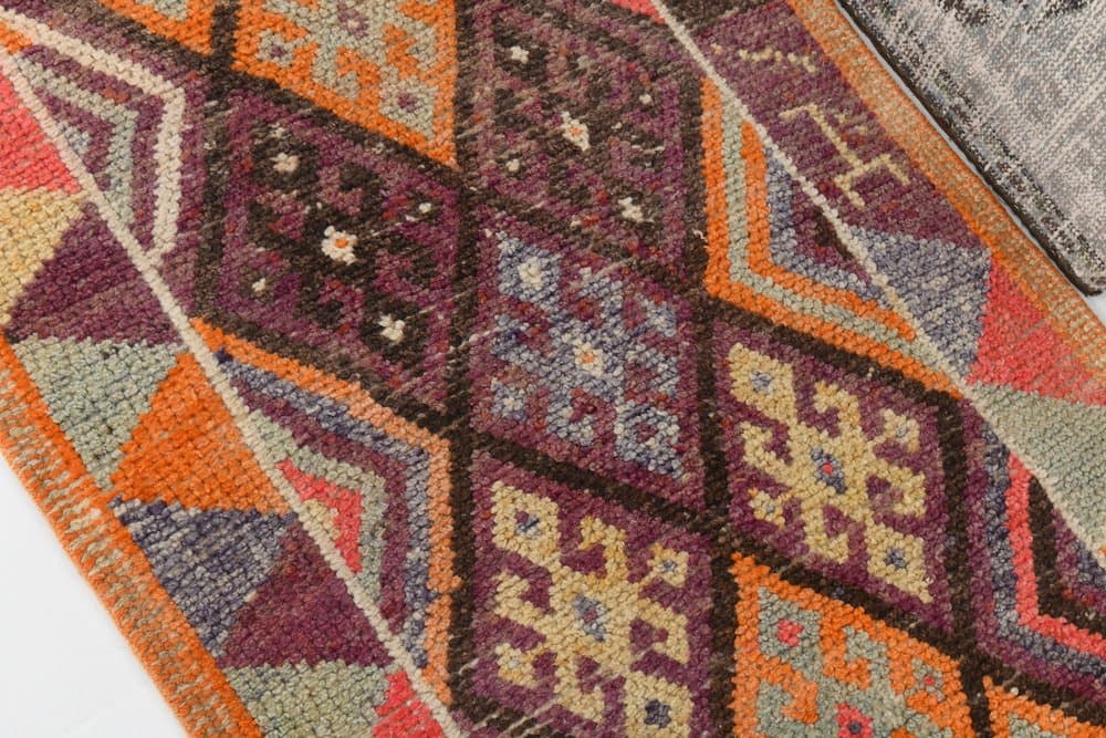 Chodnik 81x388 cm, brązowy, beżowy, wełna, lata 70. - 214924