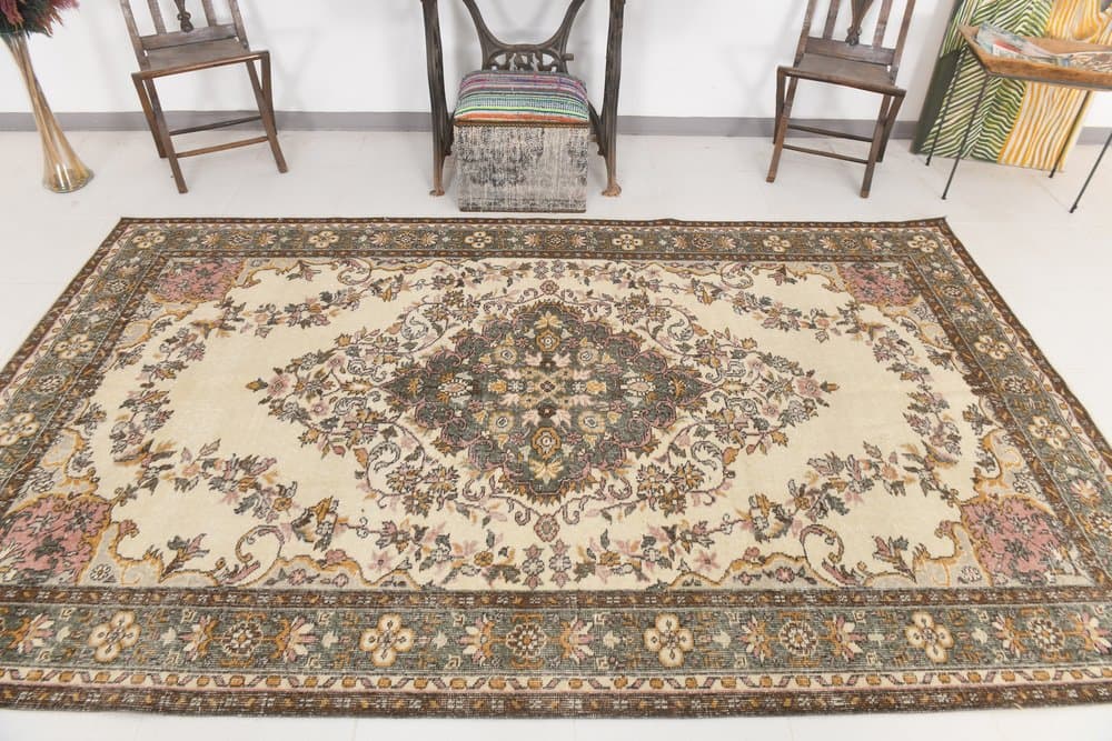 Dywan 182x304 cm, beżowy, wełna, lata 70. - 214962