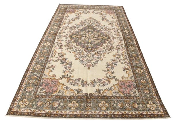 Dywan 182x304 cm, beżowy, wełna, lata 70. - WYMIARY