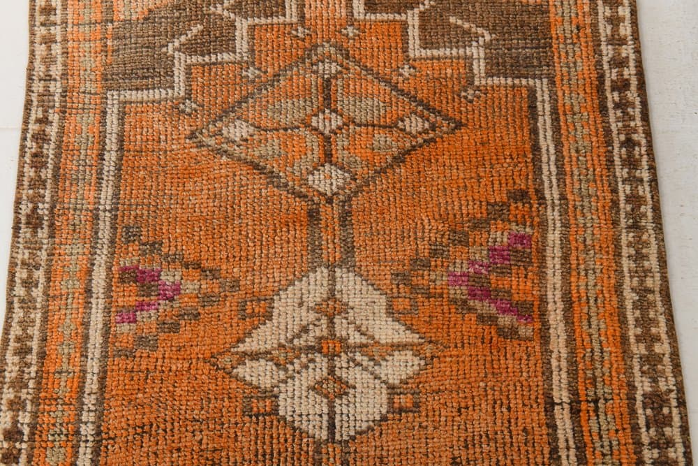 Chodnik 89x392 cm, pomarańczowy, wełna, lata 70. - 215158