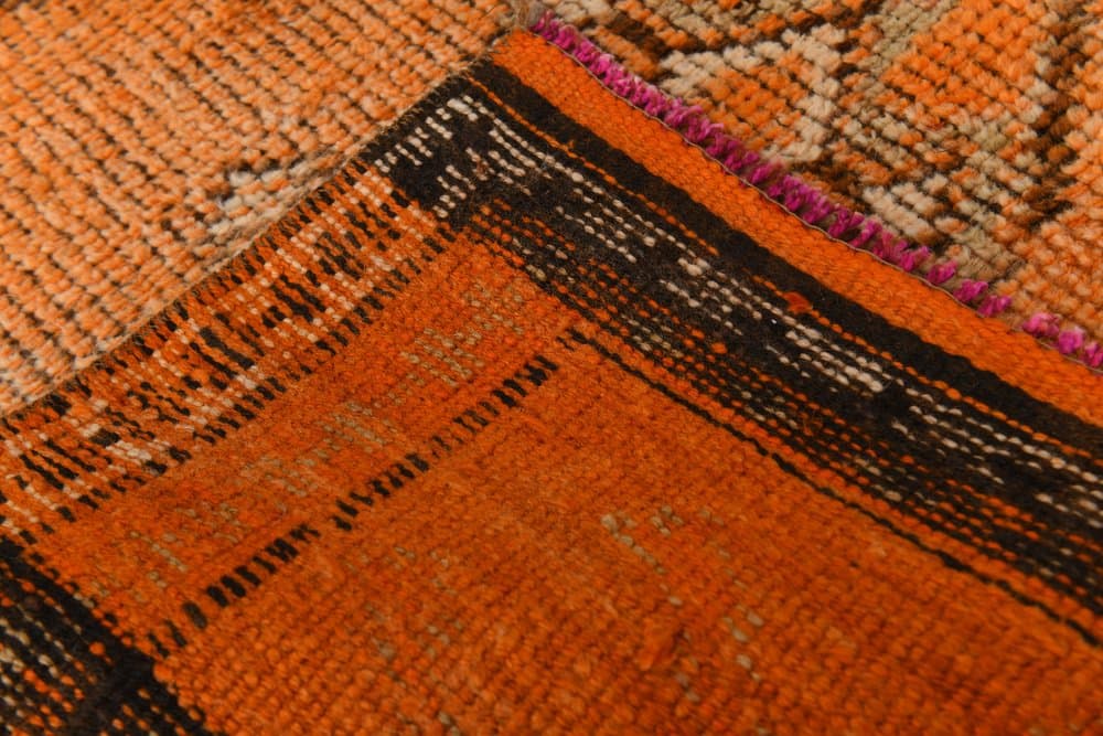 Chodnik 89x392 cm, pomarańczowy, wełna, lata 70. - 215154