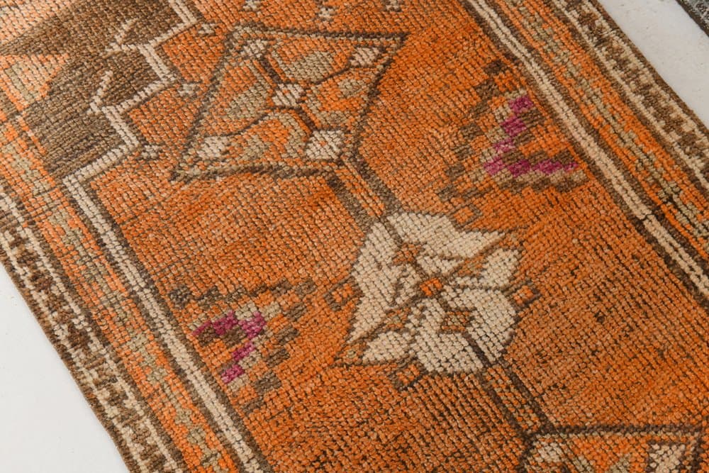 Chodnik 89x392 cm, pomarańczowy, wełna, lata 70. - 215157