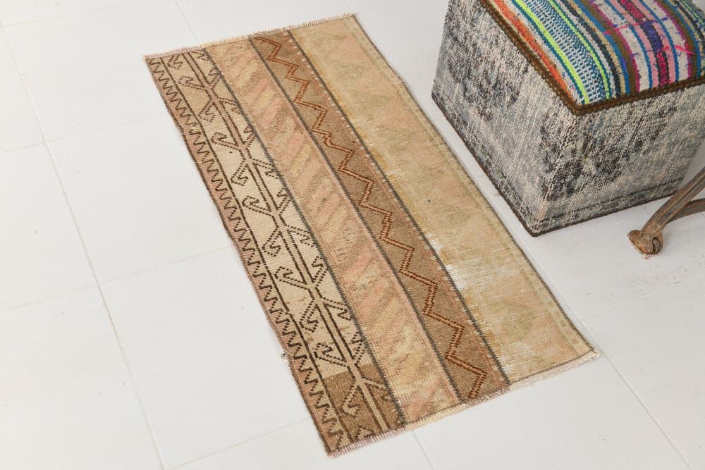 Dywan 107x54 cm, beżowy, wełna, lata 70. - 215139