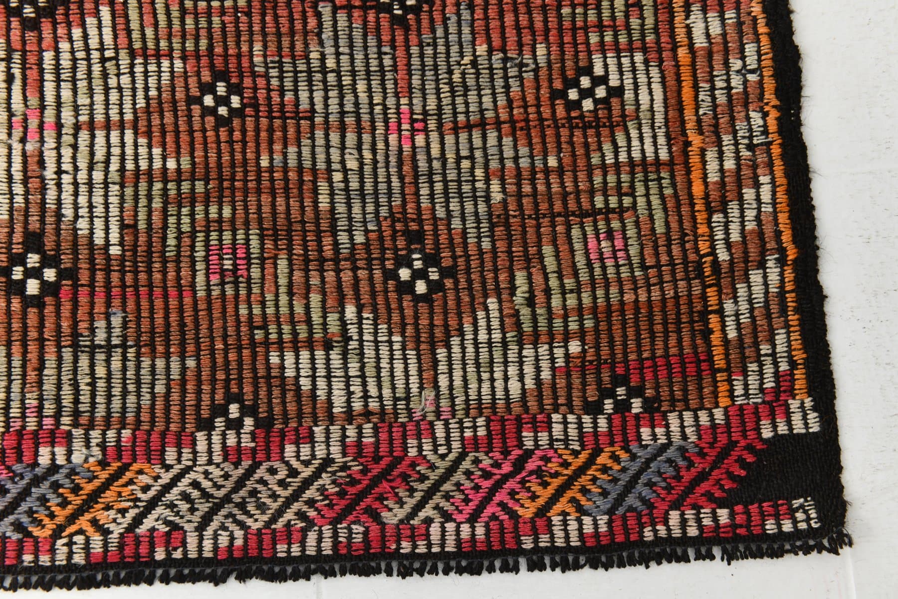 Kilim 178x270 cm, karminowy, pastelowy, wełna, lata 70. - 215112