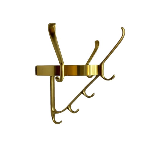 Wall-mounted coat rack, golden aluminum, Germany, 1970s. - DIMENSION