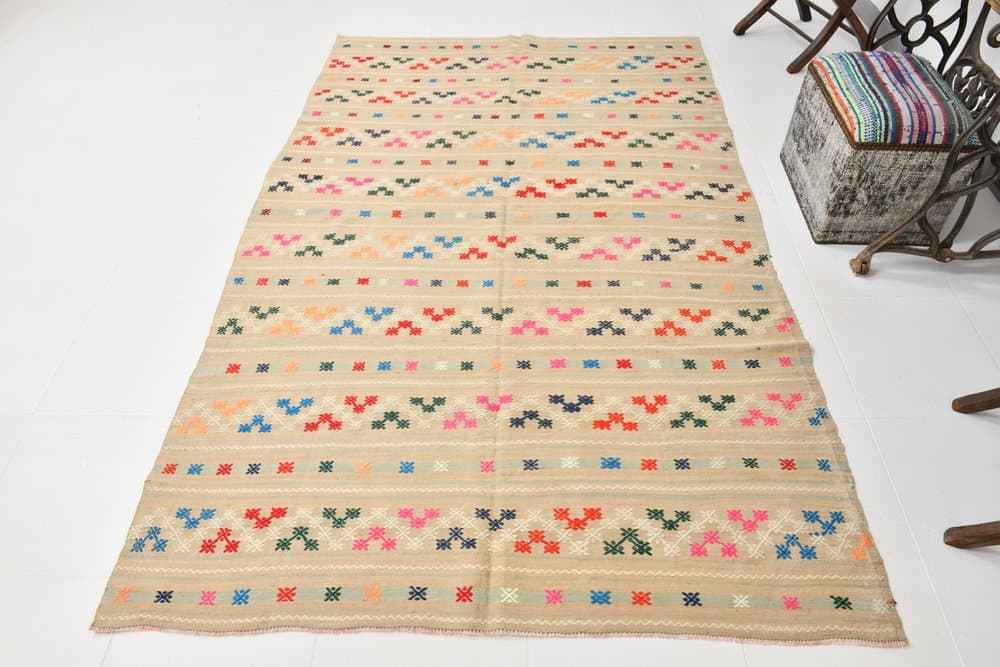 Rug 160x252 cm, Blue, Green, Wool, 1970s - 215657