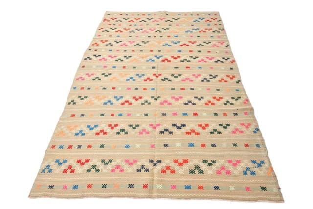 Rug 160x252 cm, Blue, Green, Wool, 1970s - DIMENSION