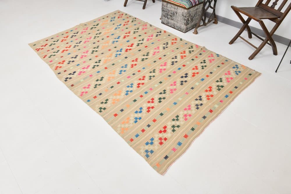 Rug 160x252 cm, Blue, Green, Wool, 1970s - 215654