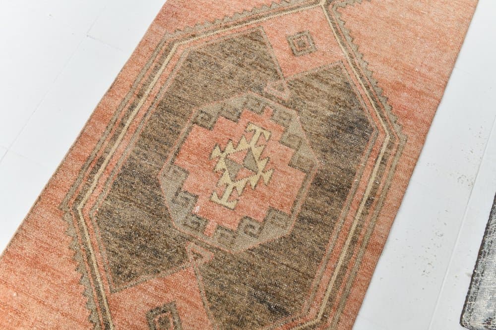 Chodnik 89x339 cm, brązowy, beżowy, wełna, lata 70. - 215647