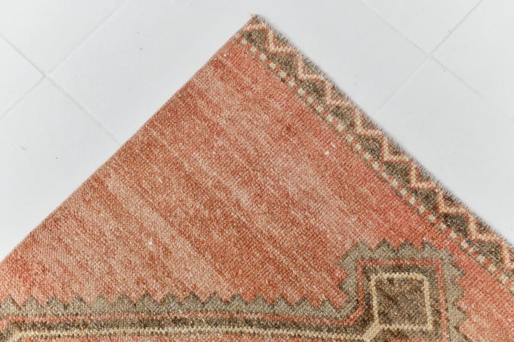 Chodnik 89x339 cm, brązowy, beżowy, wełna, lata 70. - 215643