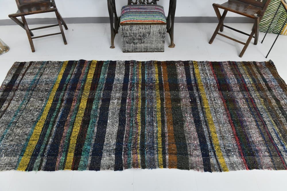 Kilim 115x271 cm, green, turquoise, wool, 1960s - 215632