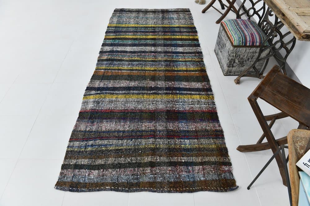 Kilim 115x271 cm, green, turquoise, wool, 1960s - 215631