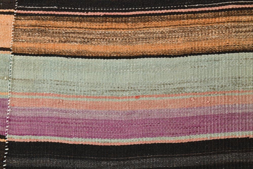 Kilim 185x124 cm, oliwkowy, beżowy, wełna, lata 70. - 215616