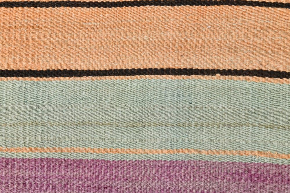 Kilim 185x124 cm, oliwkowy, beżowy, wełna, lata 70. - 215626