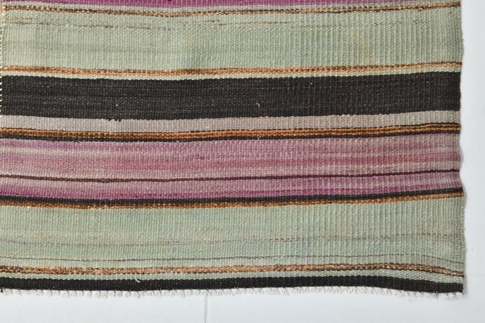 Kilim 185x124 cm, oliwkowy, beżowy, wełna, lata 70. - 215625