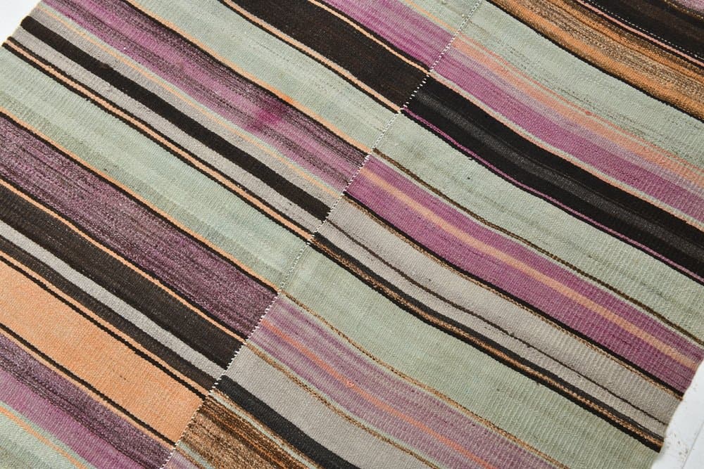 Kilim 185x124 cm, oliwkowy, beżowy, wełna, lata 70. - 215621