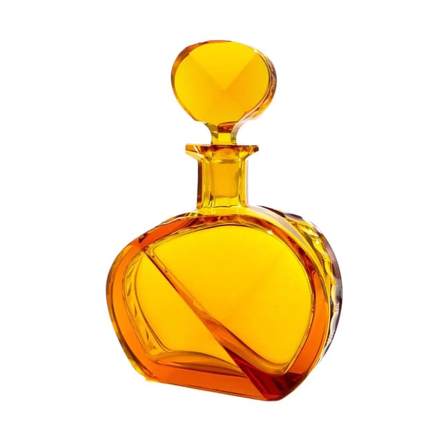 Asymmetrical decanter, yellow crystal, Moser, Czech Republic, 1960s. - DIMENSION