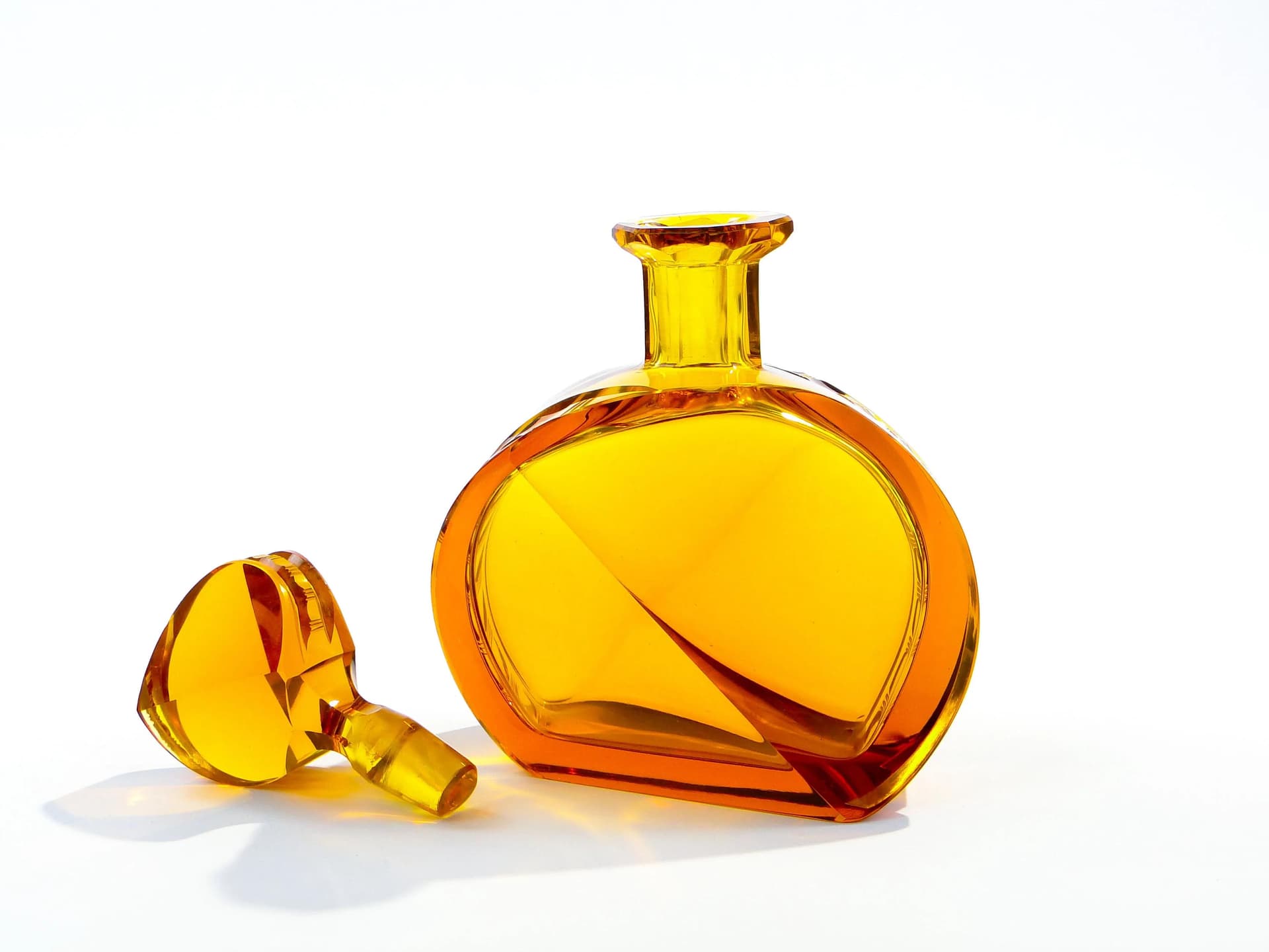 Asymmetrical decanter, yellow crystal, Moser, Czech Republic, 1960s. - 15608