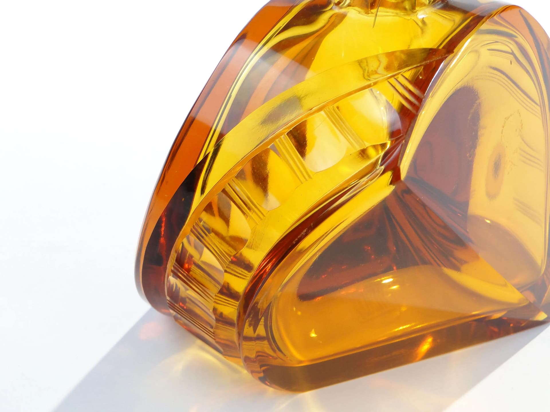 Asymmetrical decanter, yellow crystal, Moser, Czech Republic, 1960s. - 15607