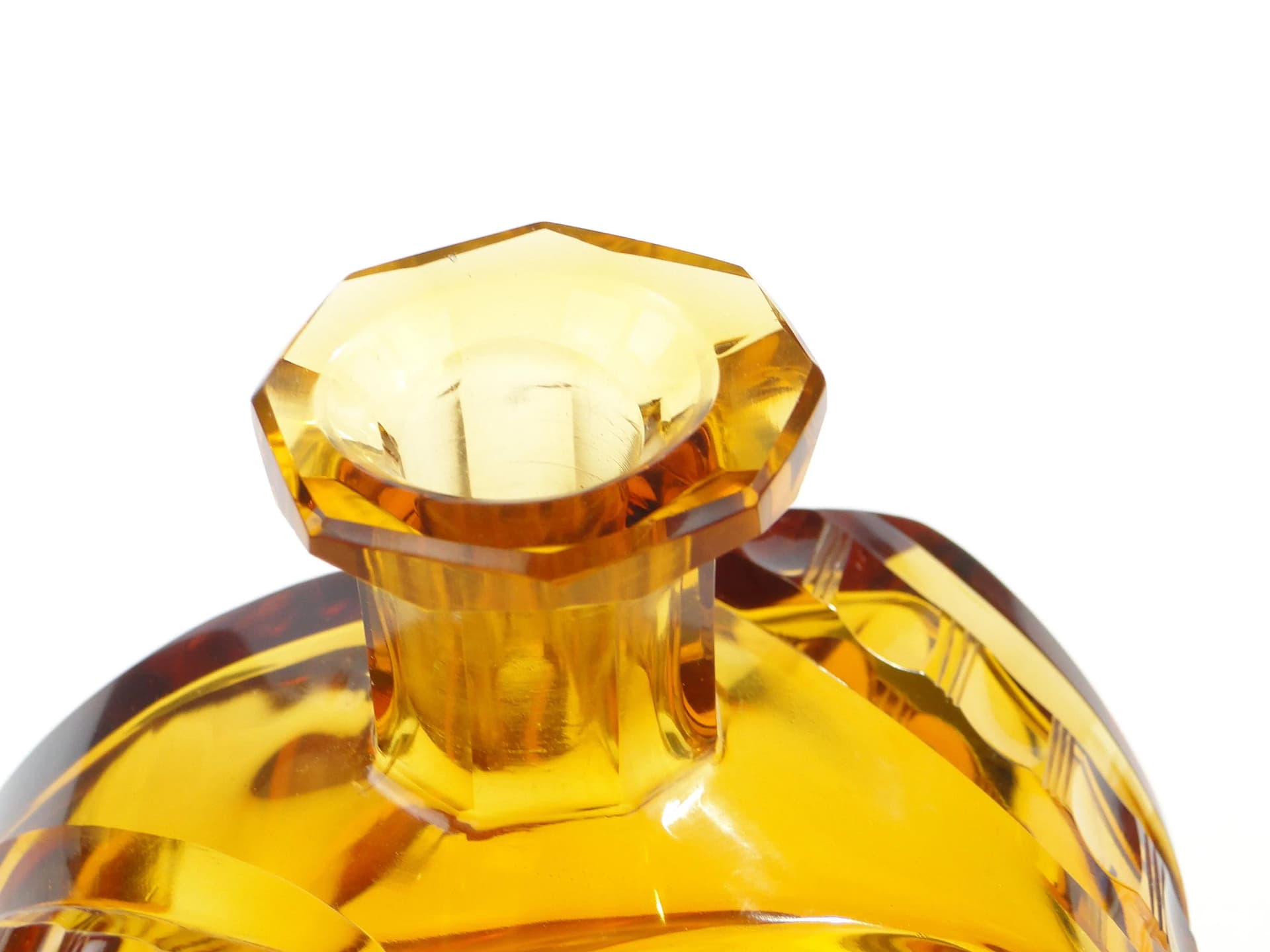 Asymmetrical decanter, yellow crystal, Moser, Czech Republic, 1960s. - 15610