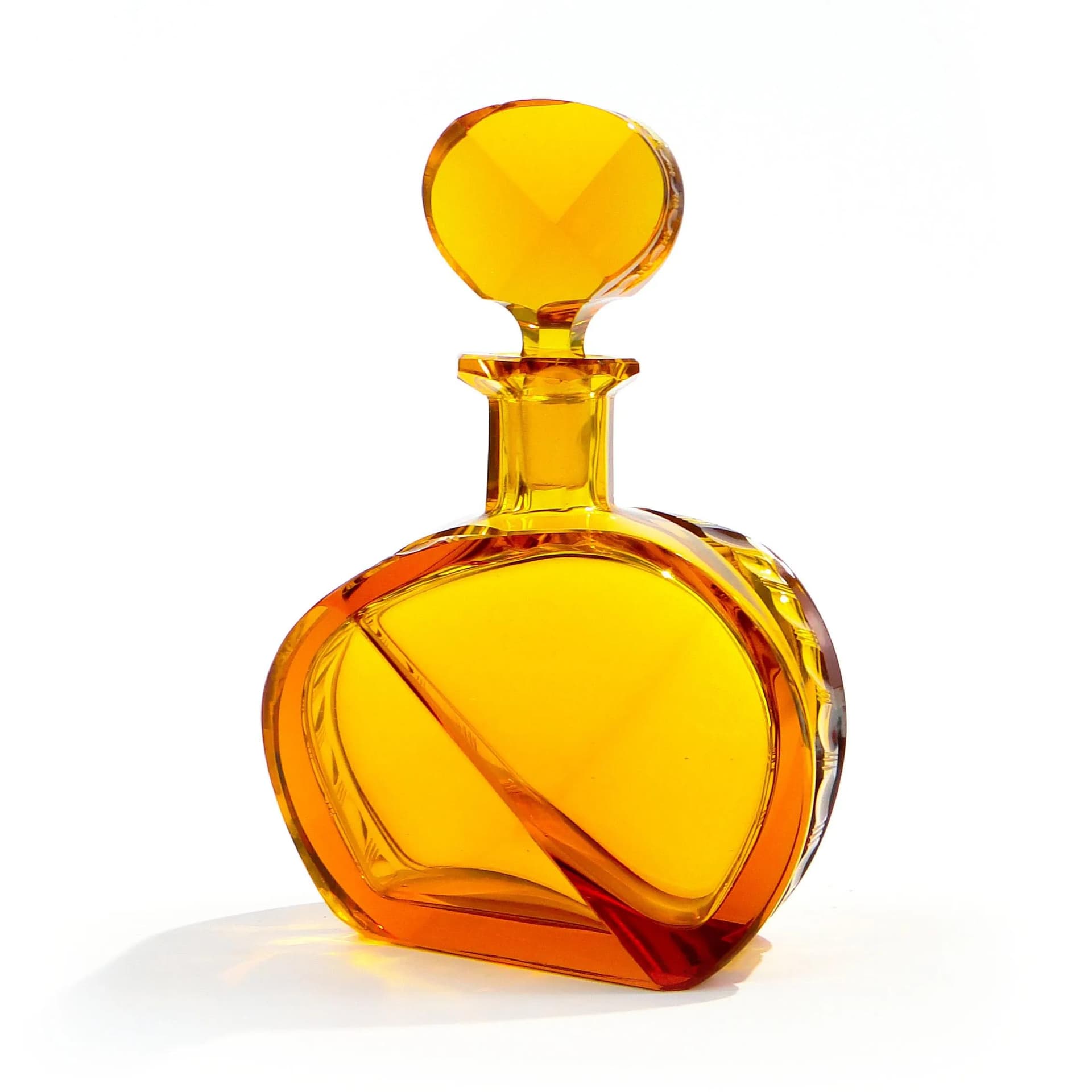 Asymmetrical decanter, yellow crystal, Moser, Czech Republic, 1960s. - 15605