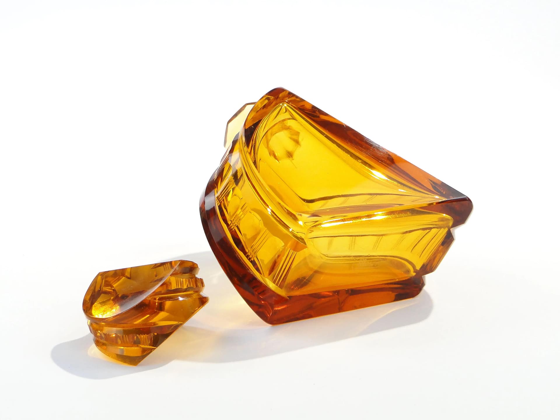 Asymmetrical decanter, yellow crystal, Moser, Czech Republic, 1960s. - 15611