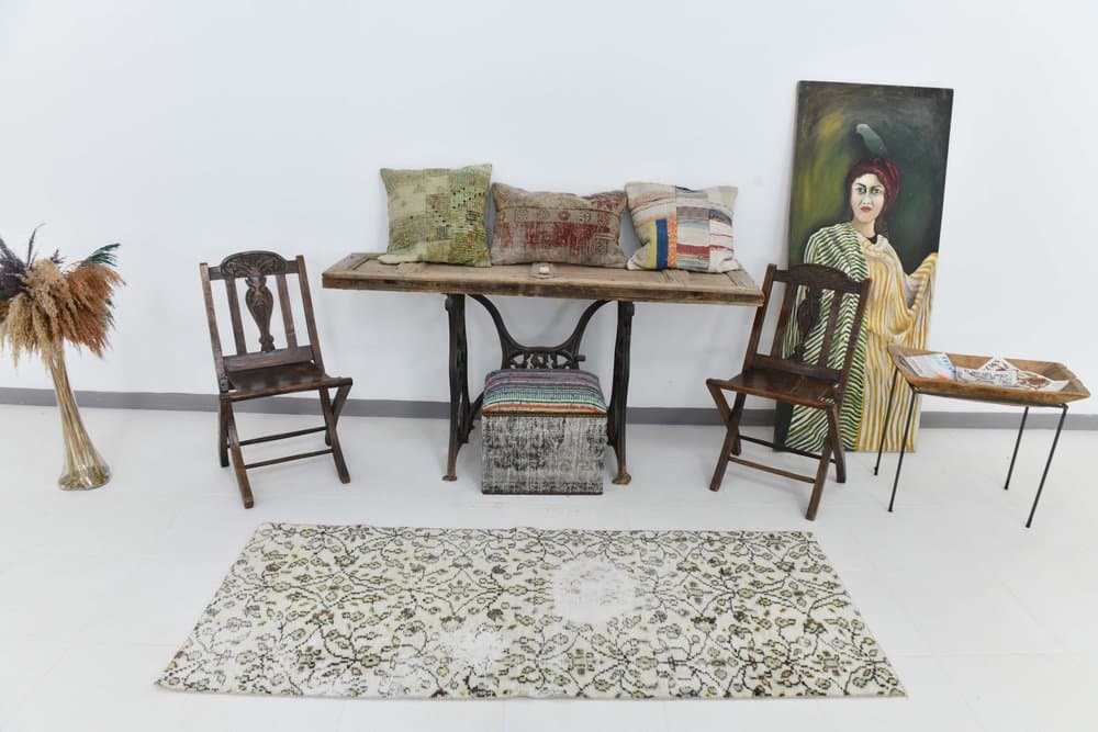 Dywan 195x78 cm, beżowy, wełna, lata 70. - 215607