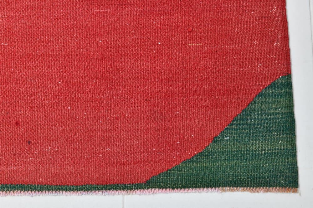 Kilim 172x137 cm, czerwony, zielony, wełna, lata 70. - 215521