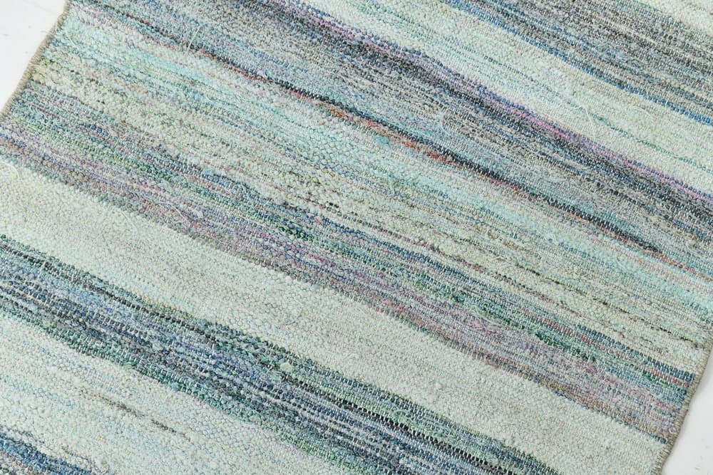 Chodnik 297x67 cm, szary, niebieski, wełna, lata 70. - 215504