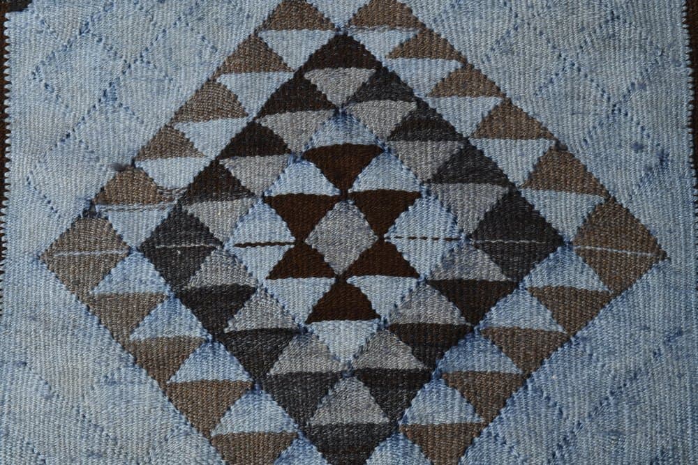 Kilim 79x316 cm, niebieski, wełna, lata 80. - 215493